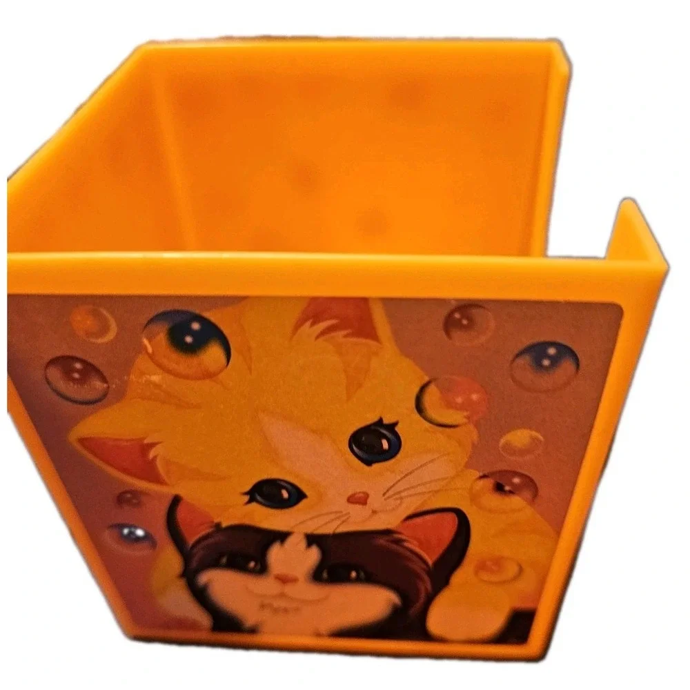 1990s Vtg LISA FRANK Stationary Cube Post It Note Holder Bubble Cats Kittens